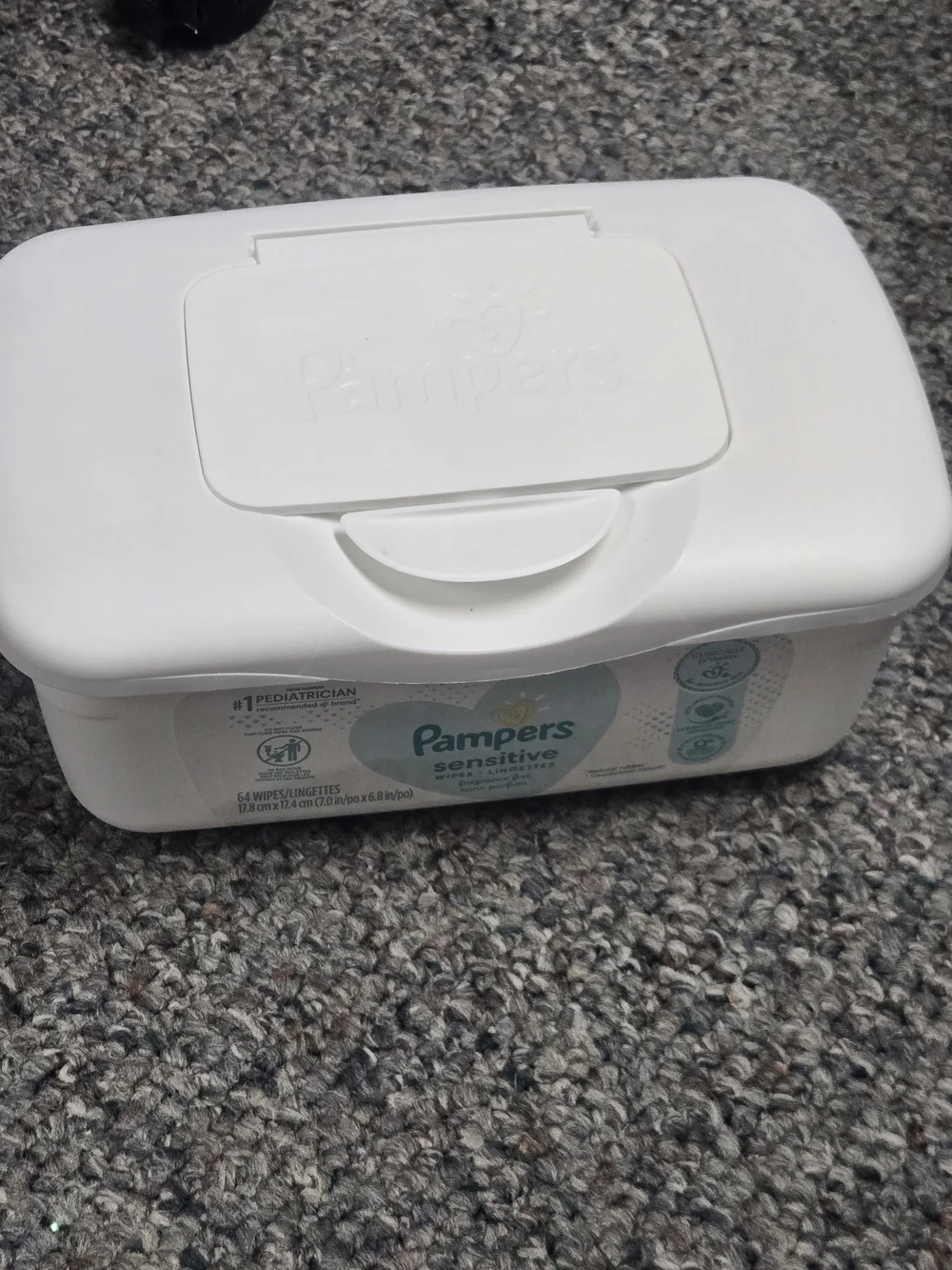 Pampers Vintage Diaper Plastic Pop Up Wipe Container Whote Aqua Collectable
